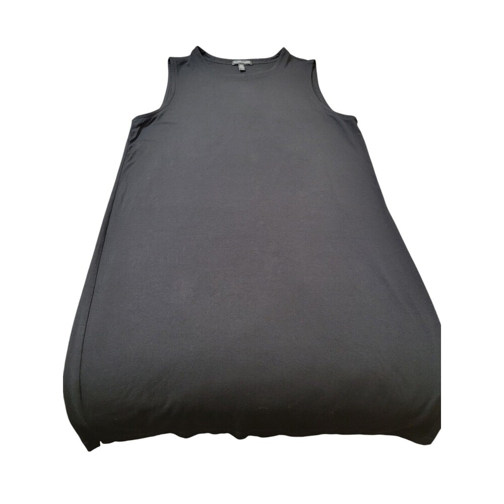 Eileen Fisher Tank Swing Dress M Stretch Viscose Jersey Sleeveless Black B2 - Picture 11 of 11